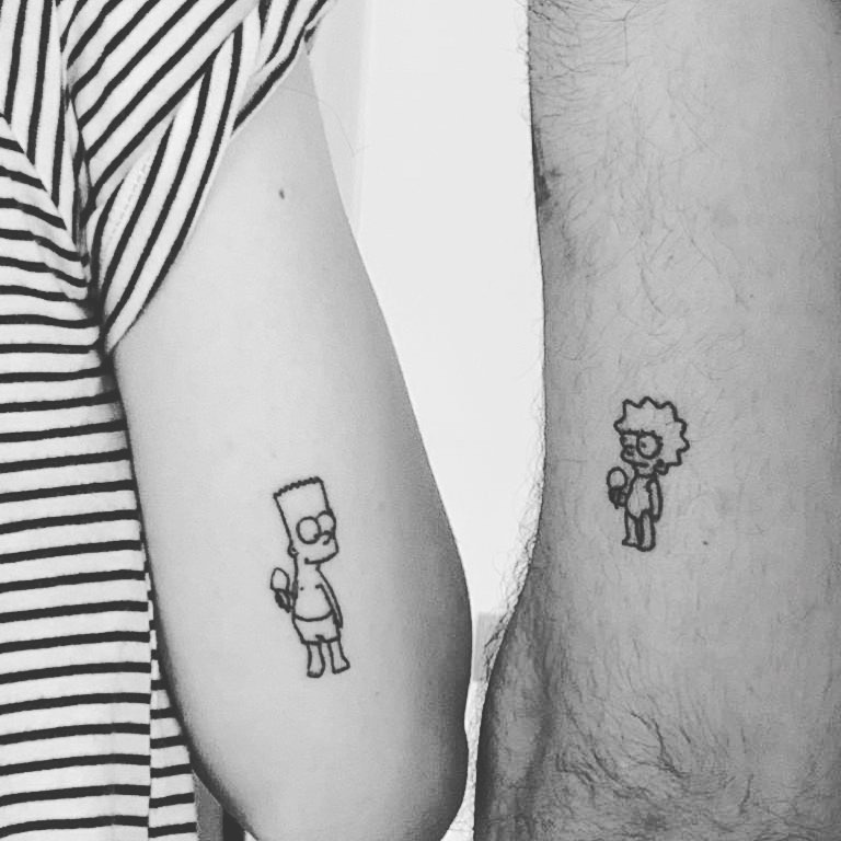 Bart and Lisa Playful Tattoo Pair Tattoo Design
