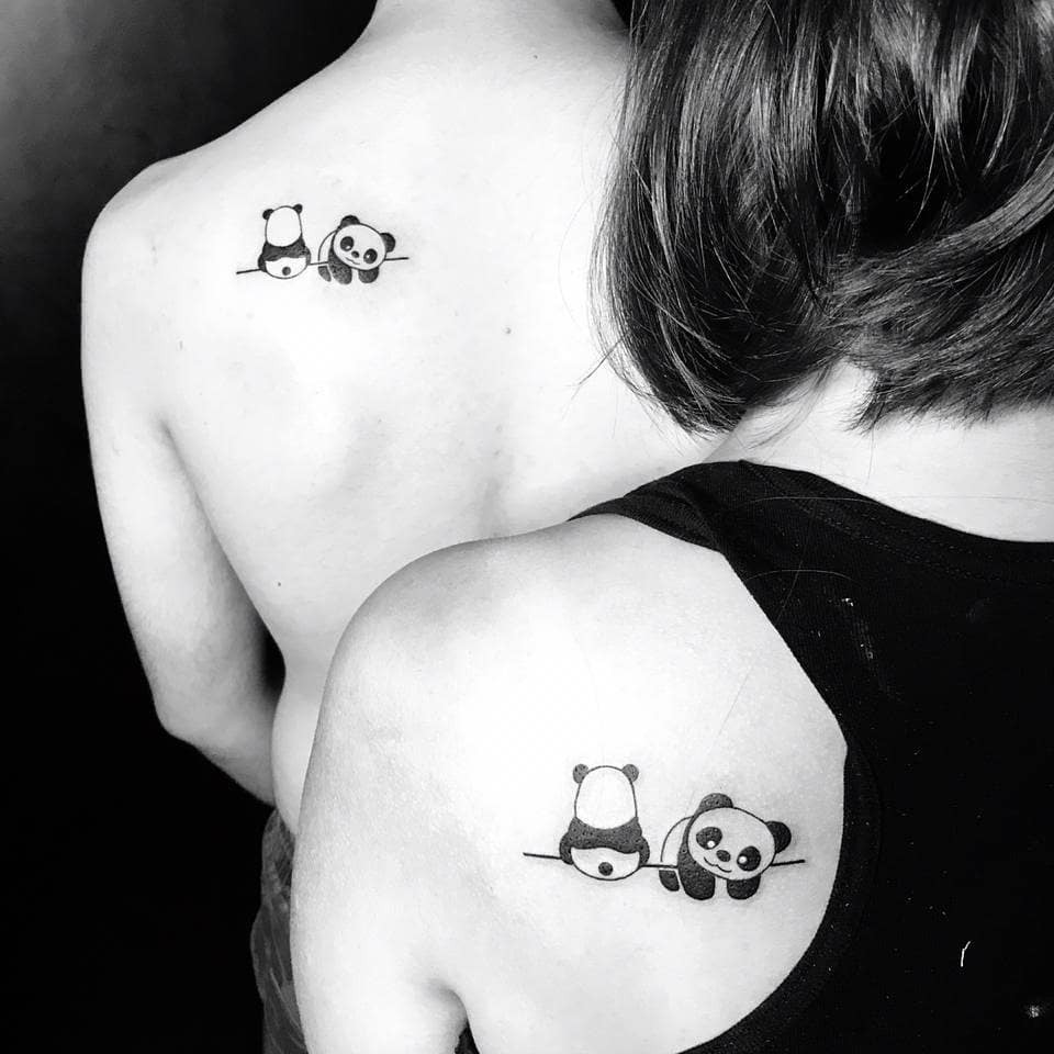 Geometric Wolf Sibling Tattoo Tattoo Design
