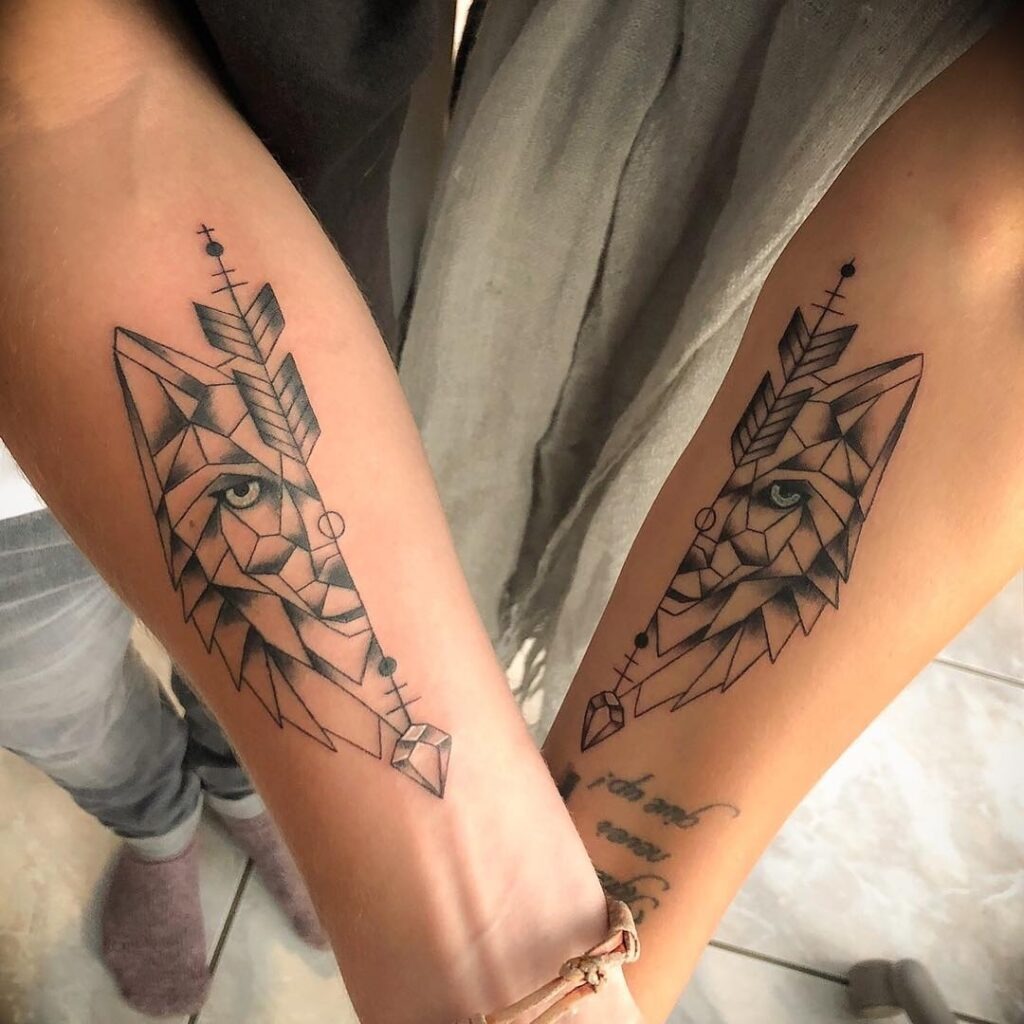 Minimalist Geometric Triangle Sibling Tattoo Tattoo Design