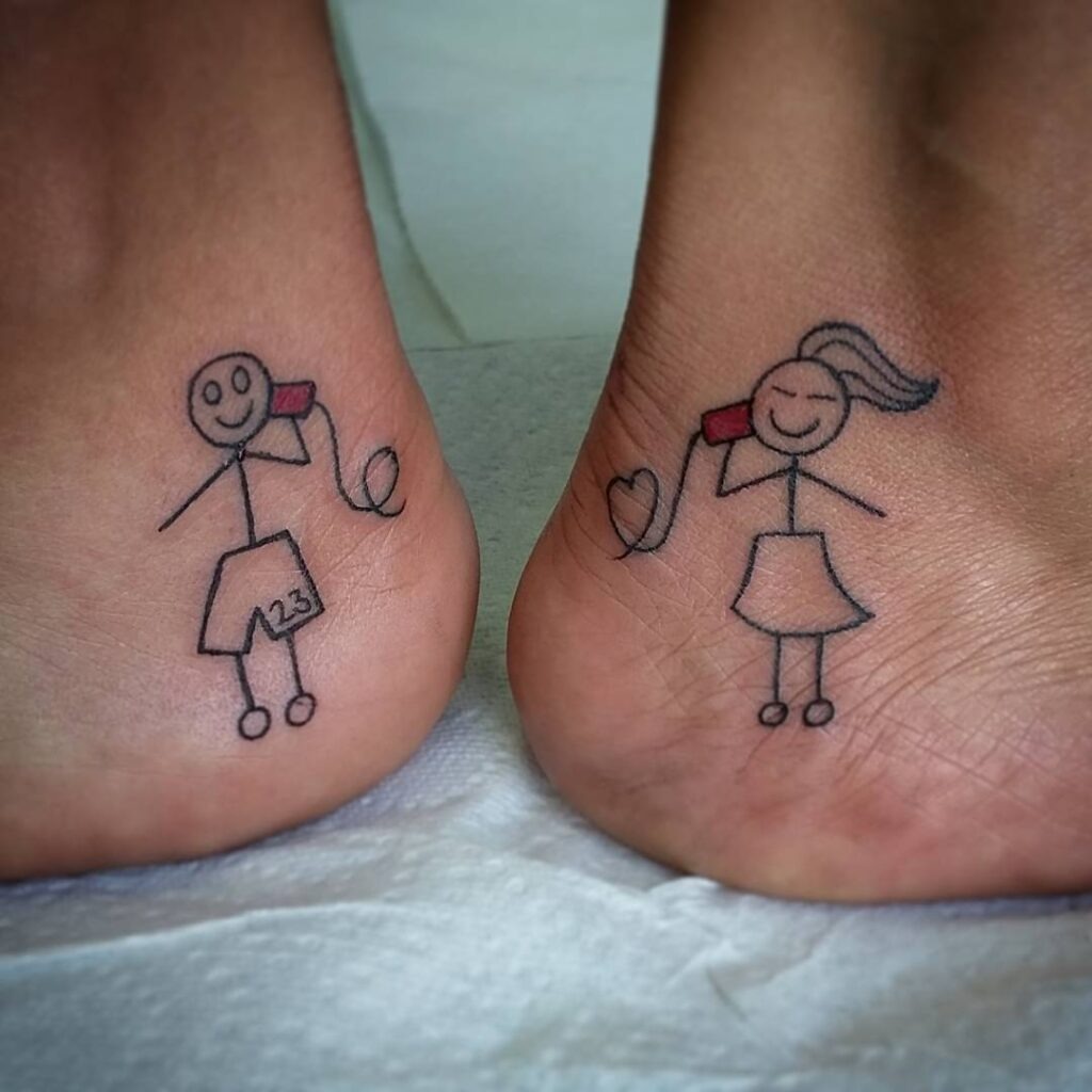 Minimalist Sibling Stick Figure Tattoo Tattoo Design