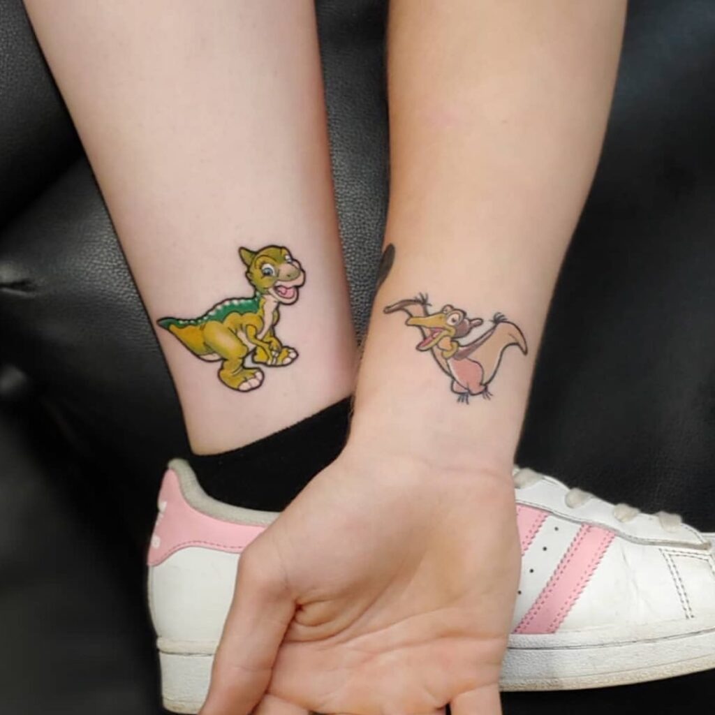 Playful Bart and Lisa Kick Tattoo Tattoo Design