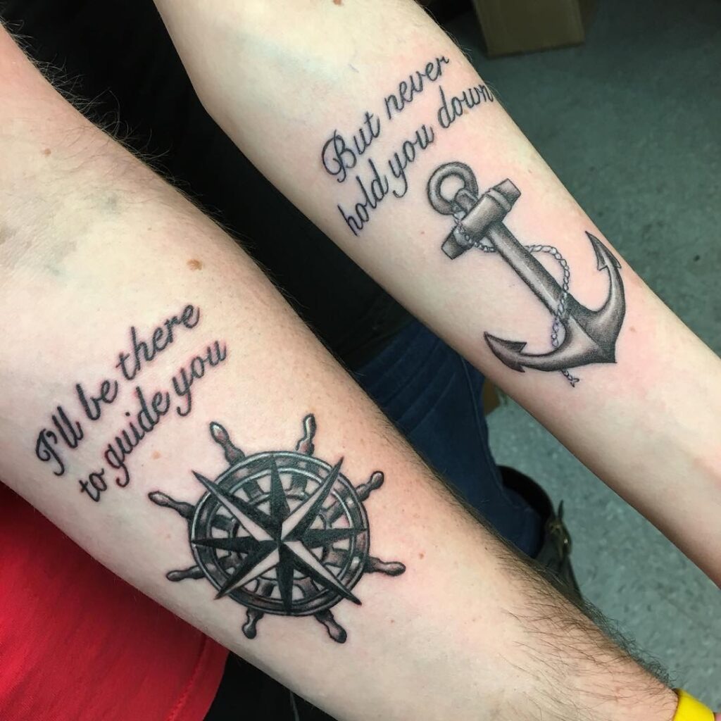 Sun and Moon Quote Matching Tattoo Tattoo Design
