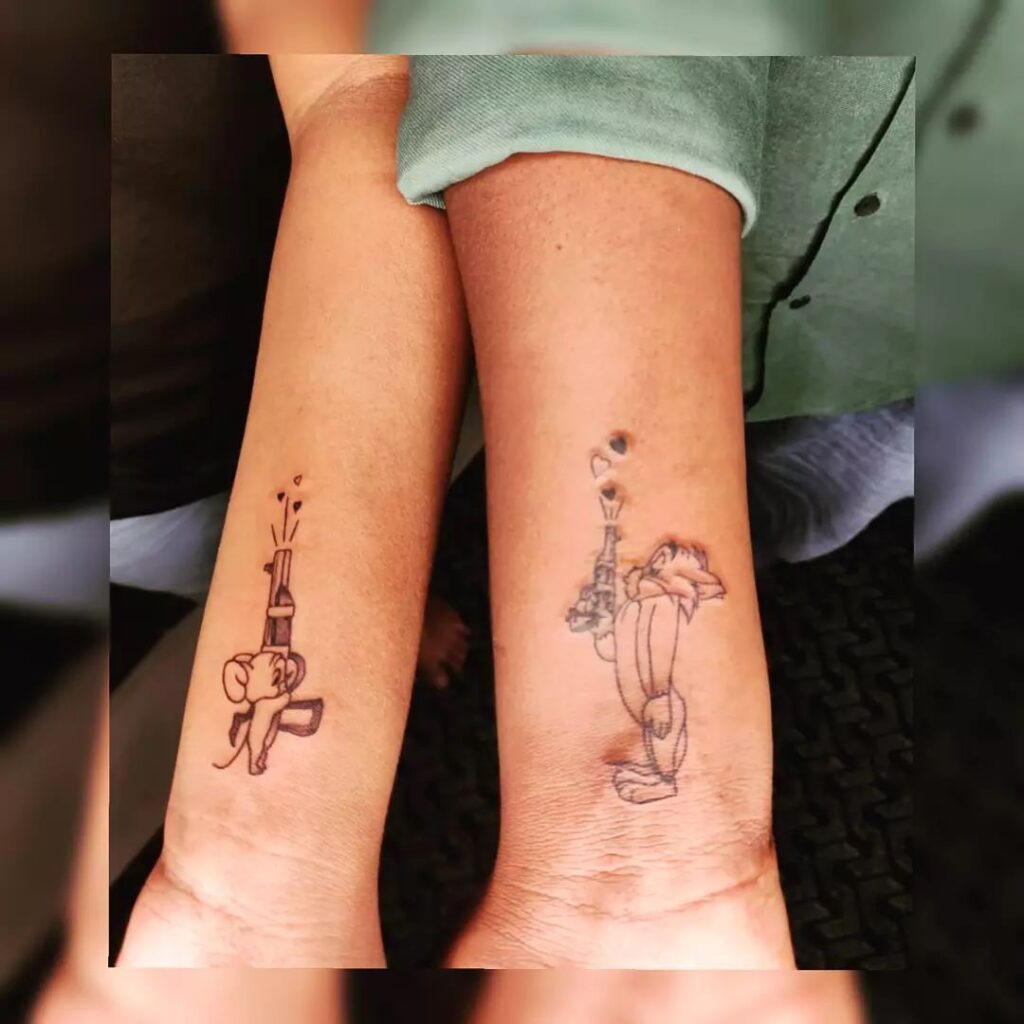 Vibrant Bart and Lisa Sibling Banter Tattoo Tattoo Design