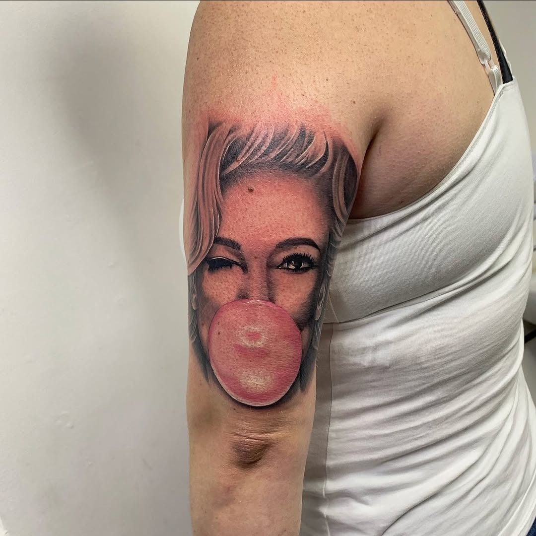 Bold and fun bubble gum tattoo design Tattoo Design