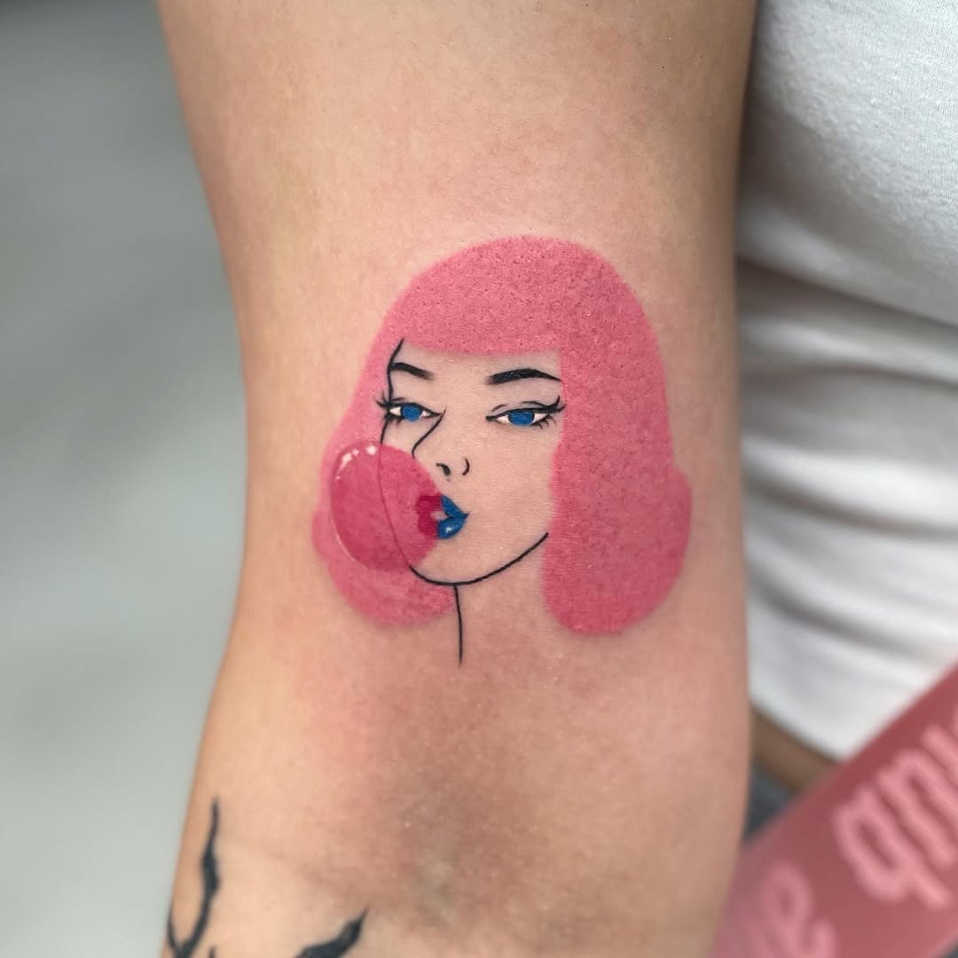 Charming bubble gum girl tattoo design Tattoo Design