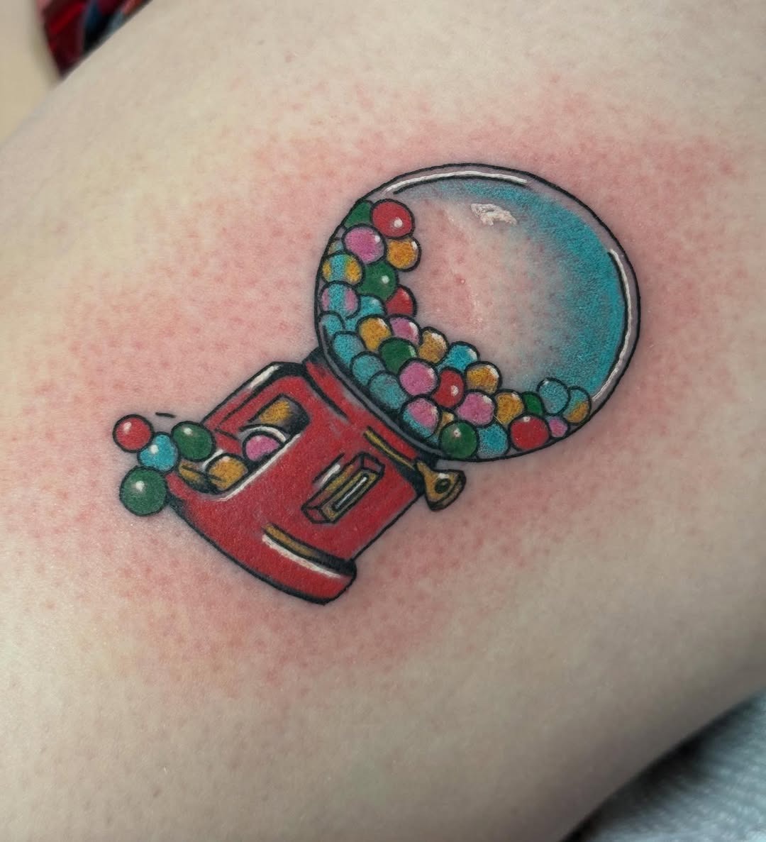 Playful gumball machine bubble gum tattoo design Tattoo Design