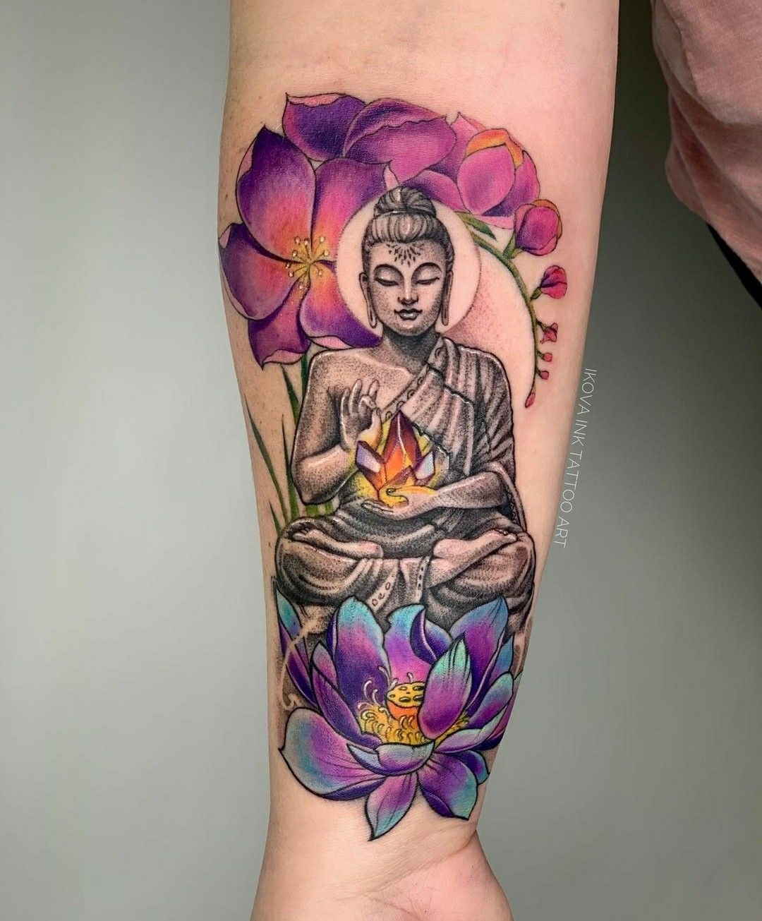 Color Lotus Light-Bearer Tattoo Design
