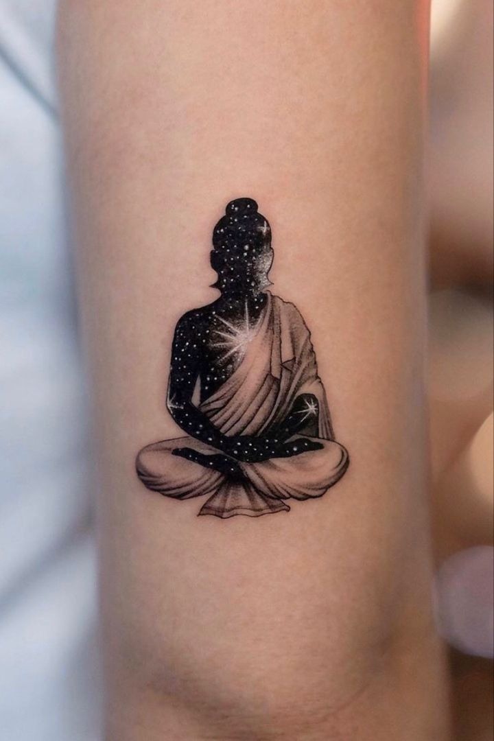 Cosmic Buddha Micro-Realism Tattoo Design