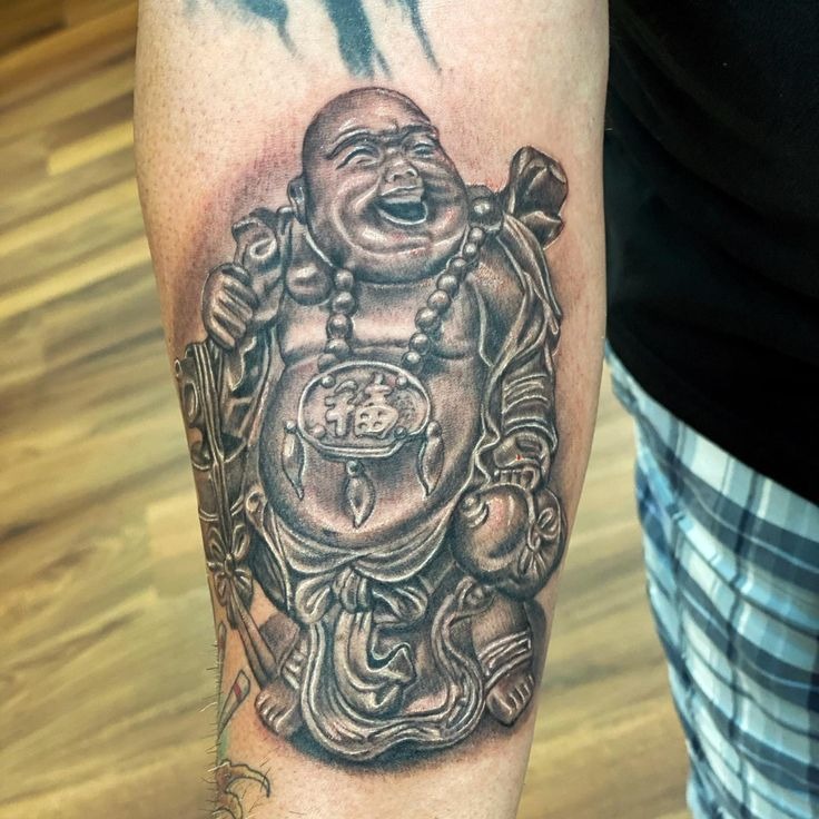 Prosperous Laughing Buddha Charm Tattoo Design