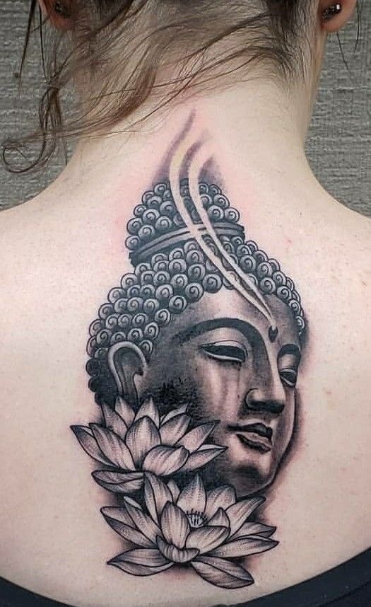 Tranquil Buddha Nape with Lotus Tattoo Design