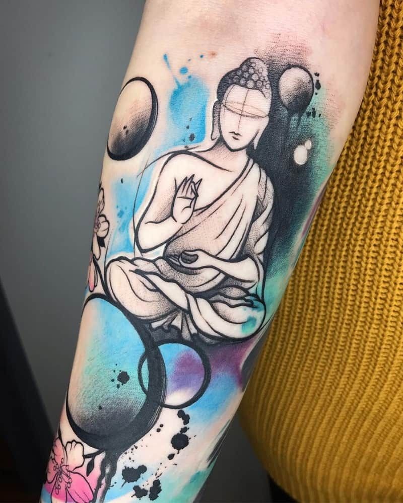 Watercolor Aura Buddha Tattoo Design