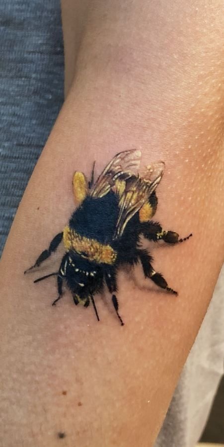 Hyper-Real Bumble Close-Up Tattoo Design
