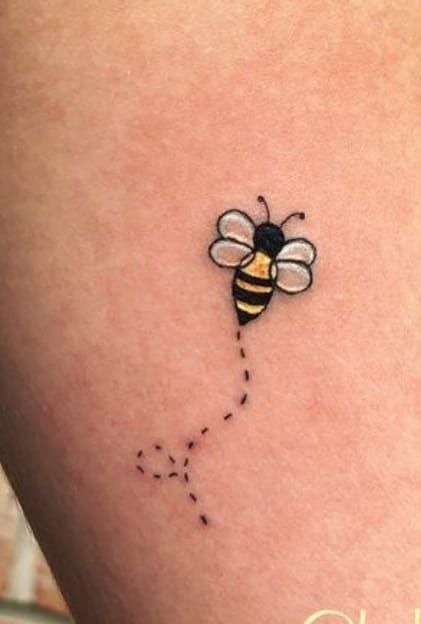Tiny Flight-Path Bee Tattoo Design