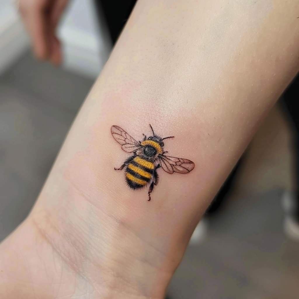 Wrist-Size Realistic Bee Tattoo Design