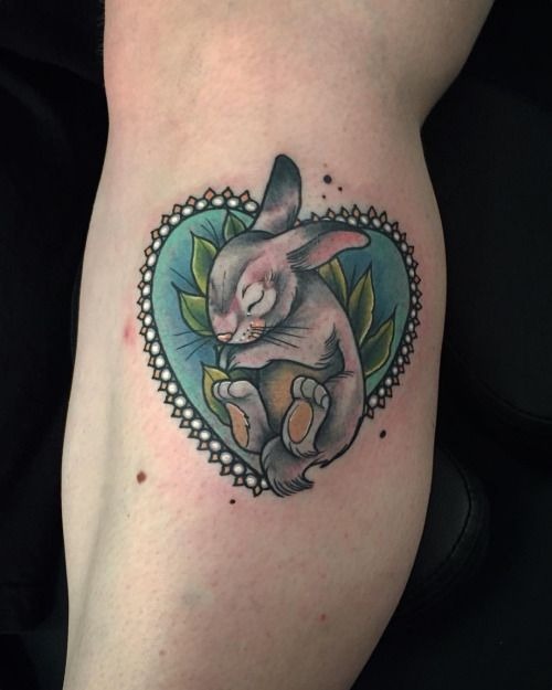 Floral Minimal Bunny Tattoo Design