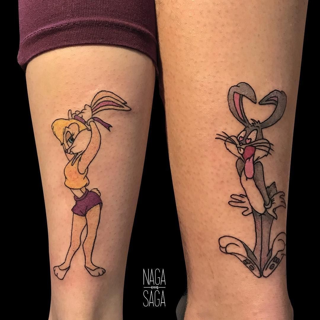 Matching Cartoon Duo Tattoo Design