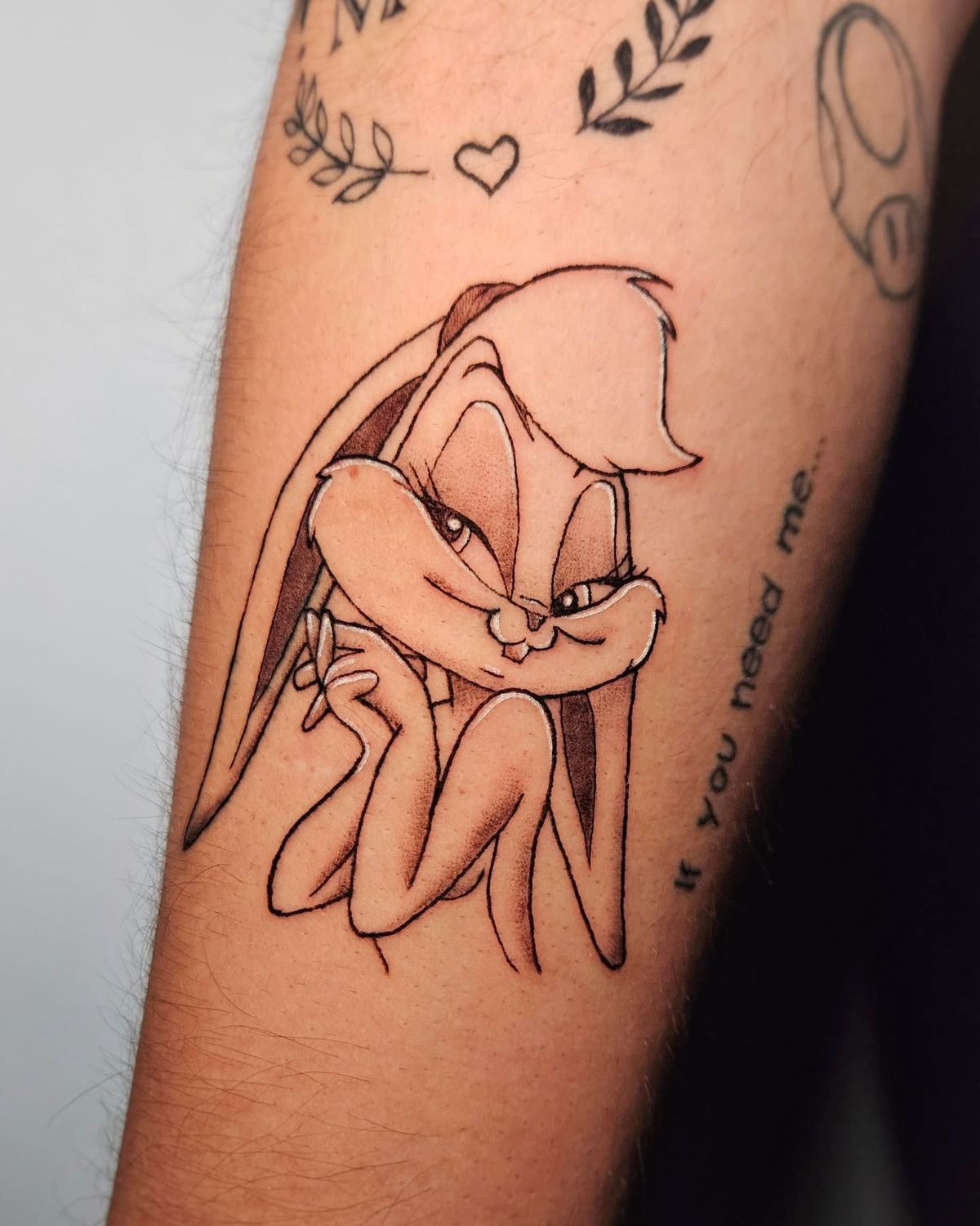 Playful Collar Bunny Tattoo Design