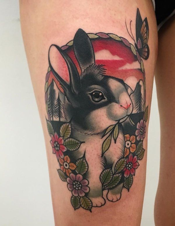 Silhouette Icon Bunny Tattoo Design