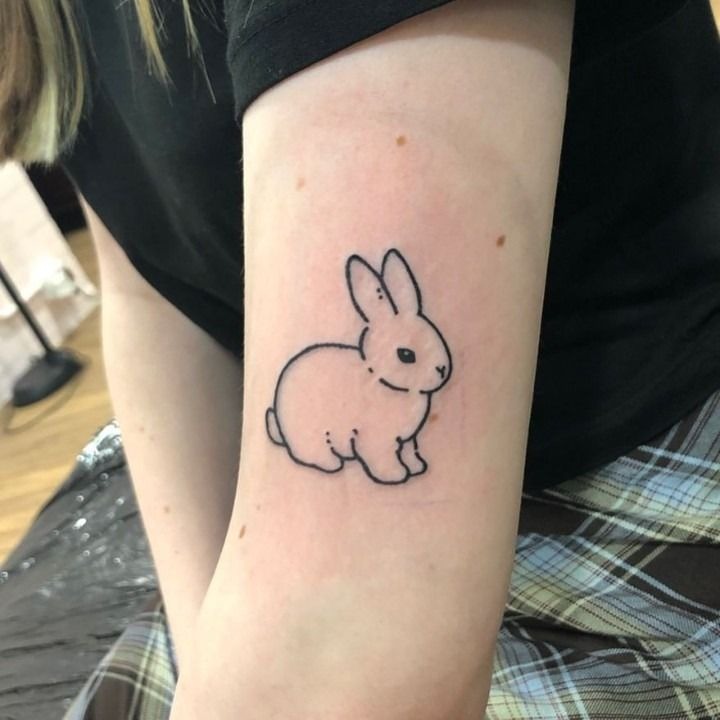 Tiny Linework Bunny Tattoo Design