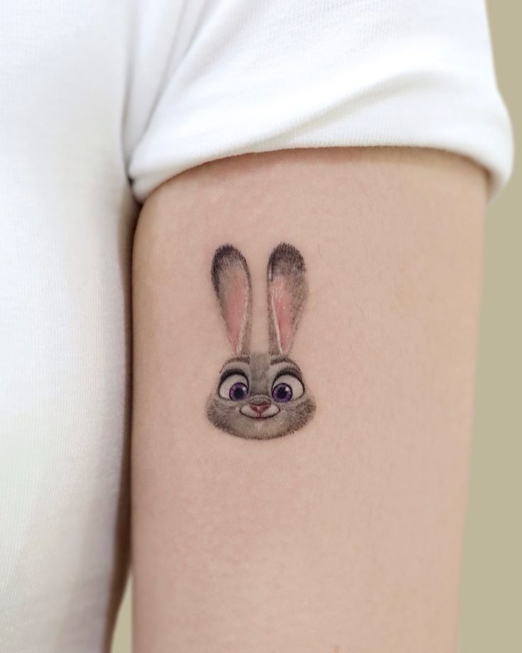 Tough-Love Bunny Portrait Tattoo Design