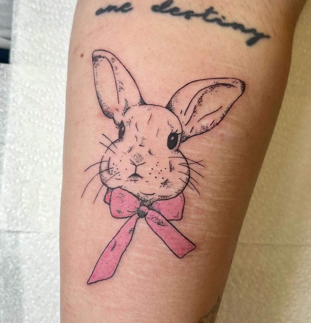 Vintage Strawberry Bunny Tattoo Design