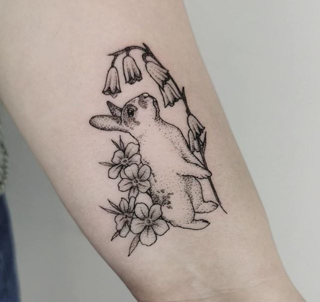 Woodland Window Bunny Tattoo Design