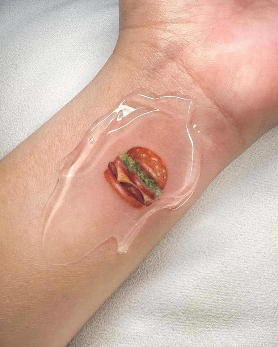 A realistic burger tattoo with glossy details Tattoo Design