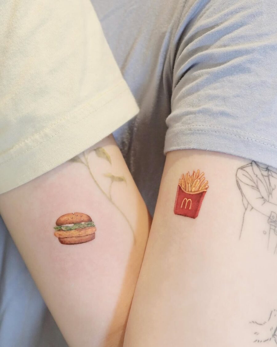 Charming burger and fries arm tattoos Tattoo Design