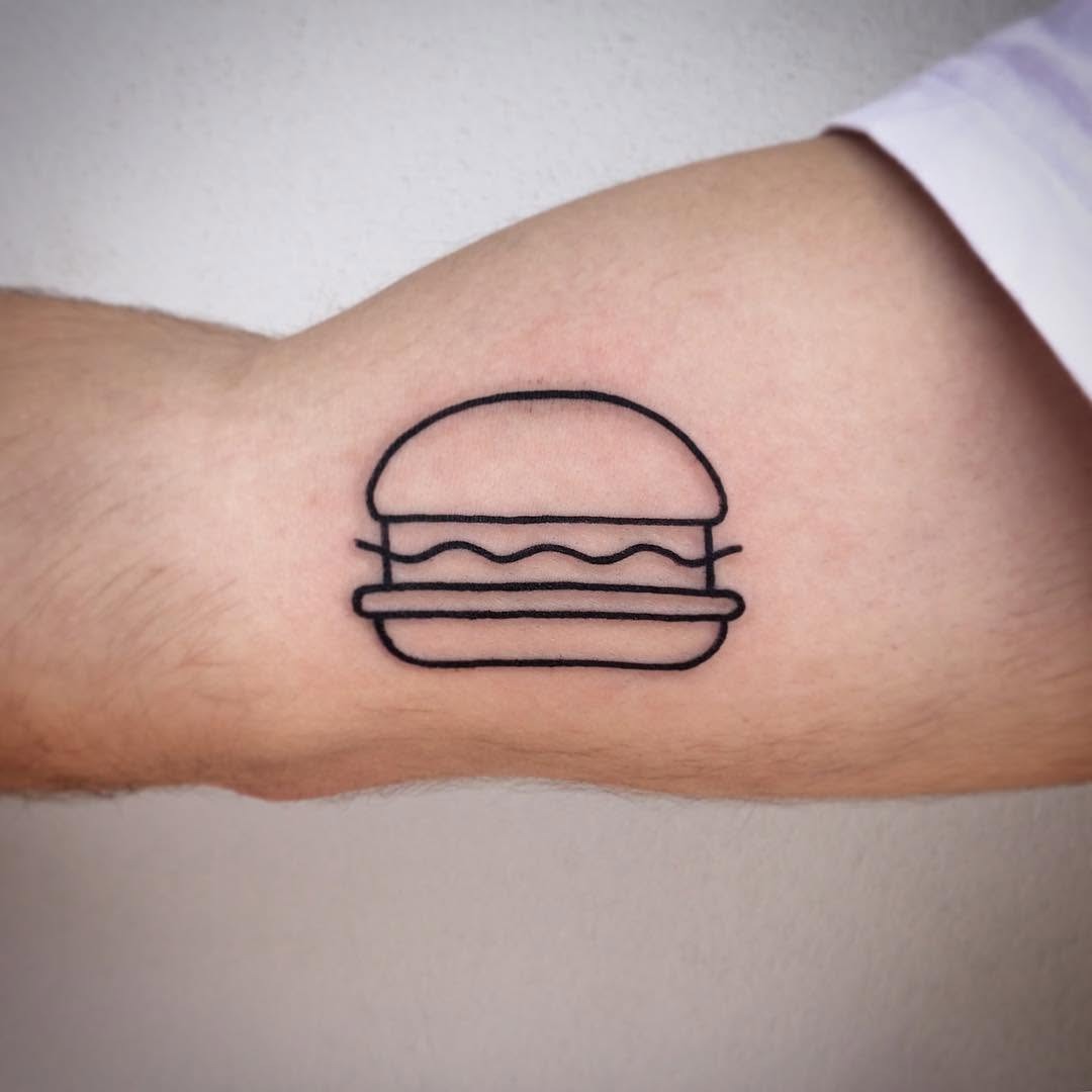 Chic Minimalism: A Burger Tattoo Delight Tattoo Design
