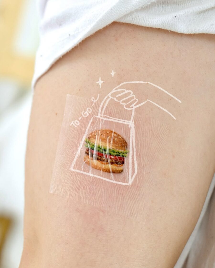 Delicious burger tattoo perfect for food lovers Tattoo Design