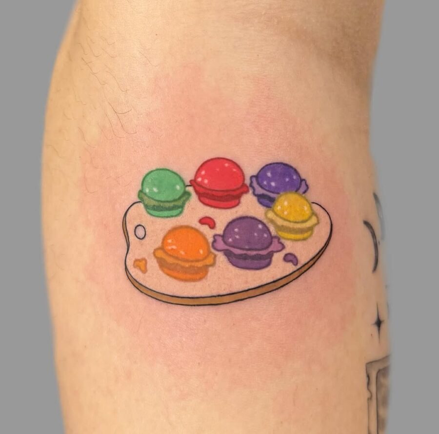 Whimsical Macarons on a Tattoo Palette Tattoo Design