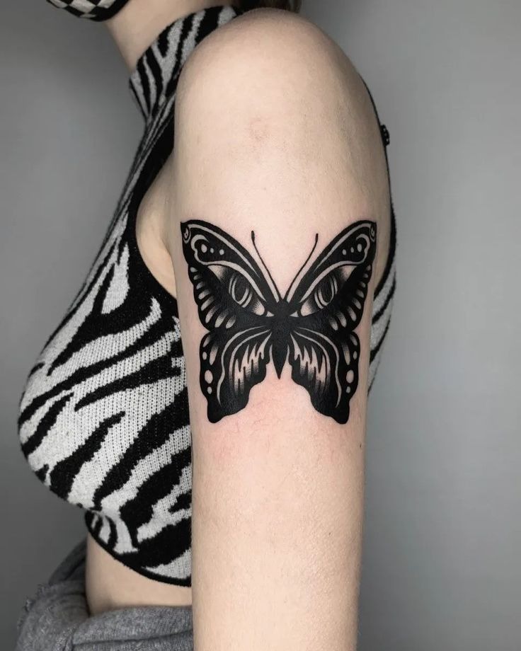 Butterfly with Sunflower Design on the Forearm Tattoo Design