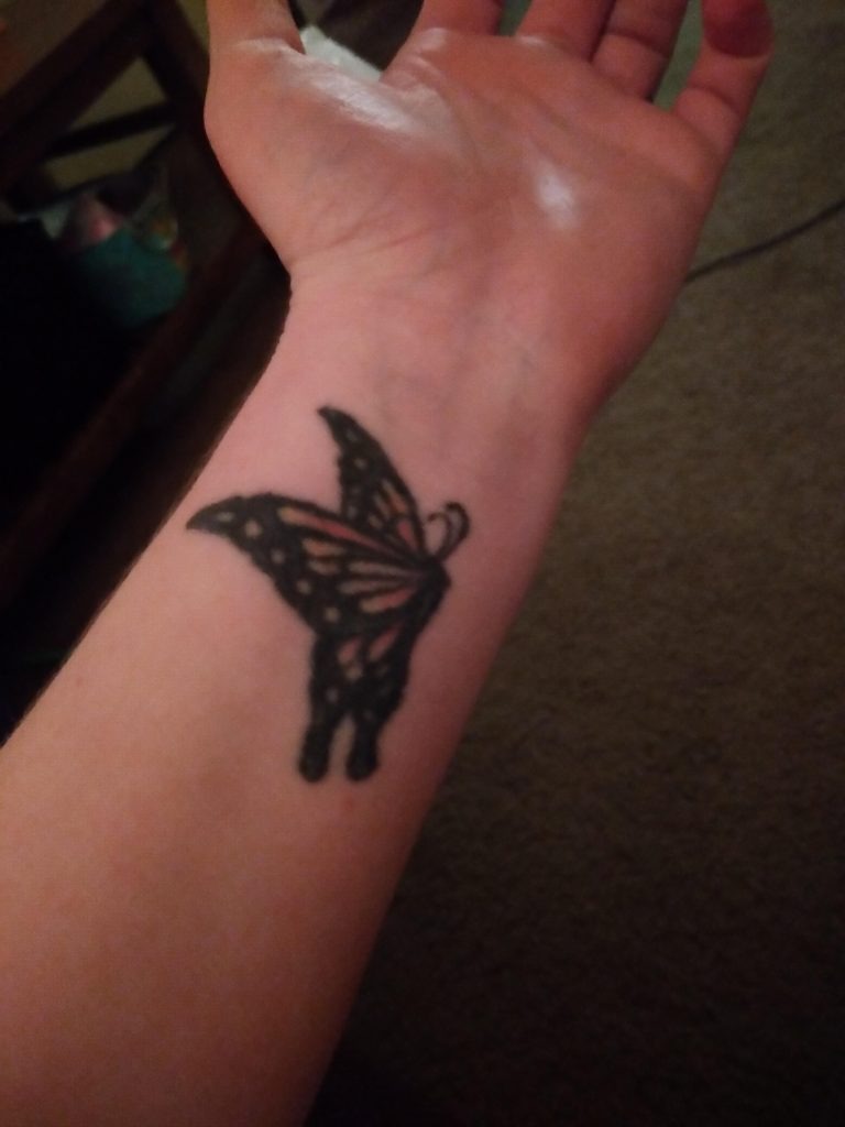 Colorful Butterfly Tattoo on the Shoulder Tattoo Design