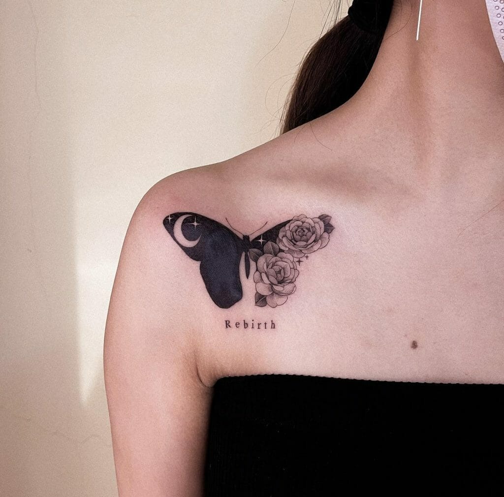 Colorful Butterfly with Floral Accents on the Ankle Tattoo Design
