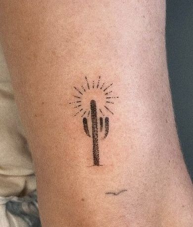 Cactus Sunbeam Simplicity Tattoo Design