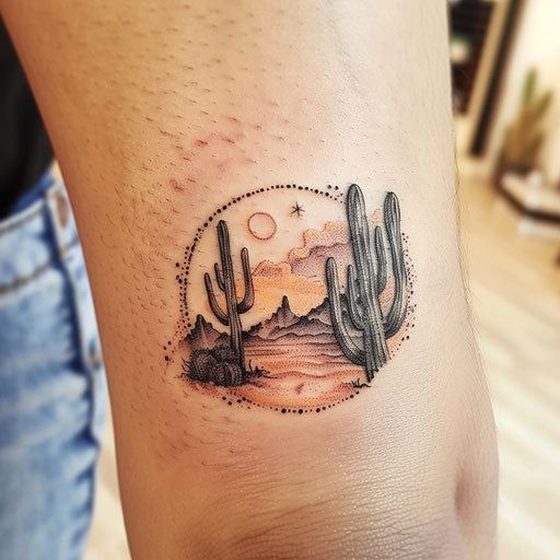 Painted Cactus Vista Tattoo Design