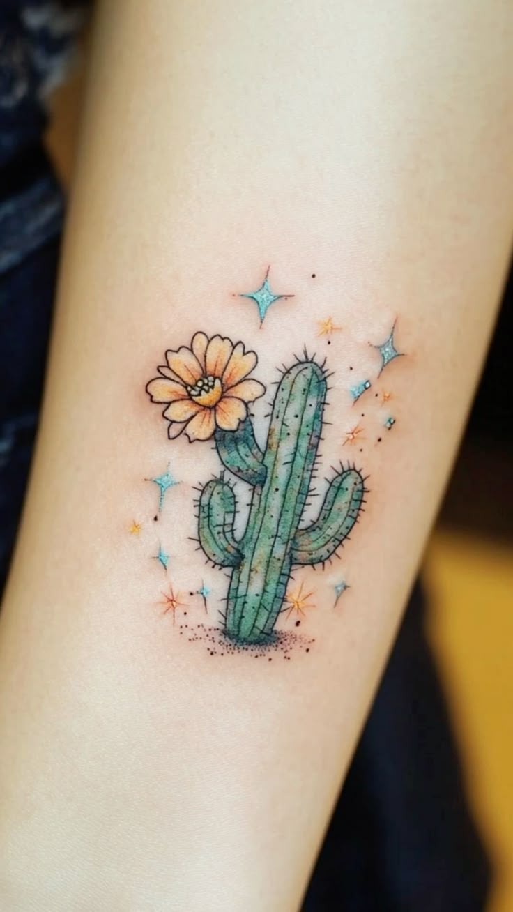 Sparkling Saguaro with a Twist Tattoo Design
