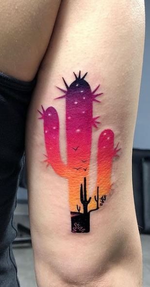 Sunset Silhouette Magic Tattoo Design