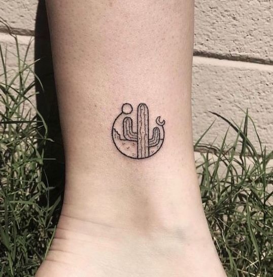 Tiny Moon Desert Circle Tattoo Design