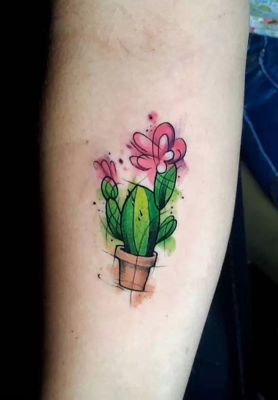 Watercolor Amiga Bloom Tattoo Design