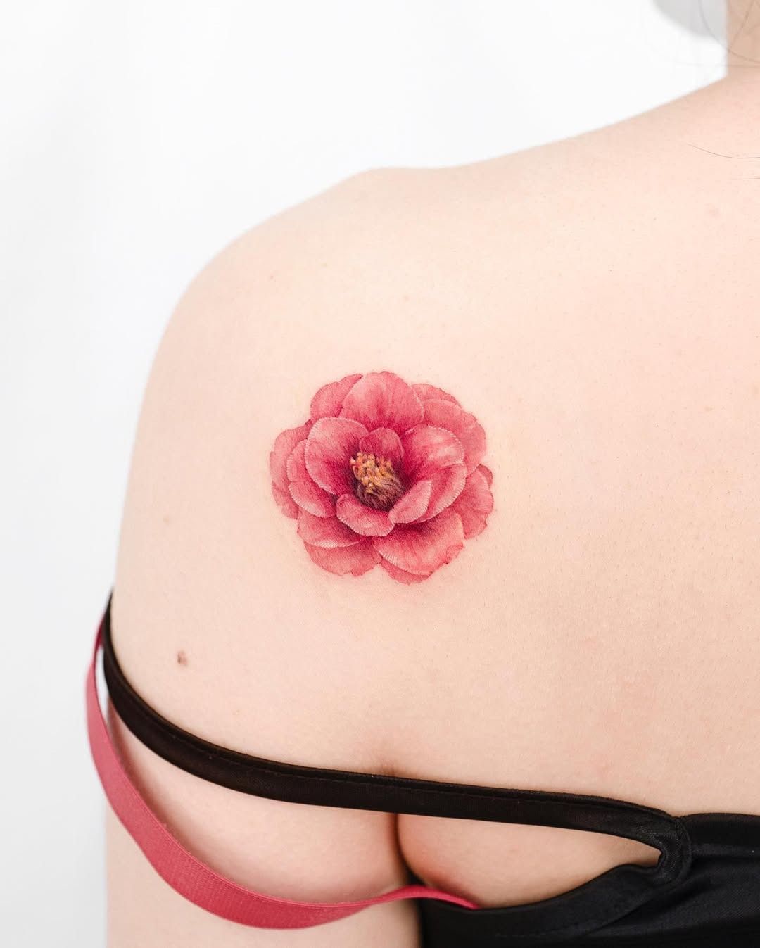 Stunning Camellia Tattoo on Shoulder Tattoo Design