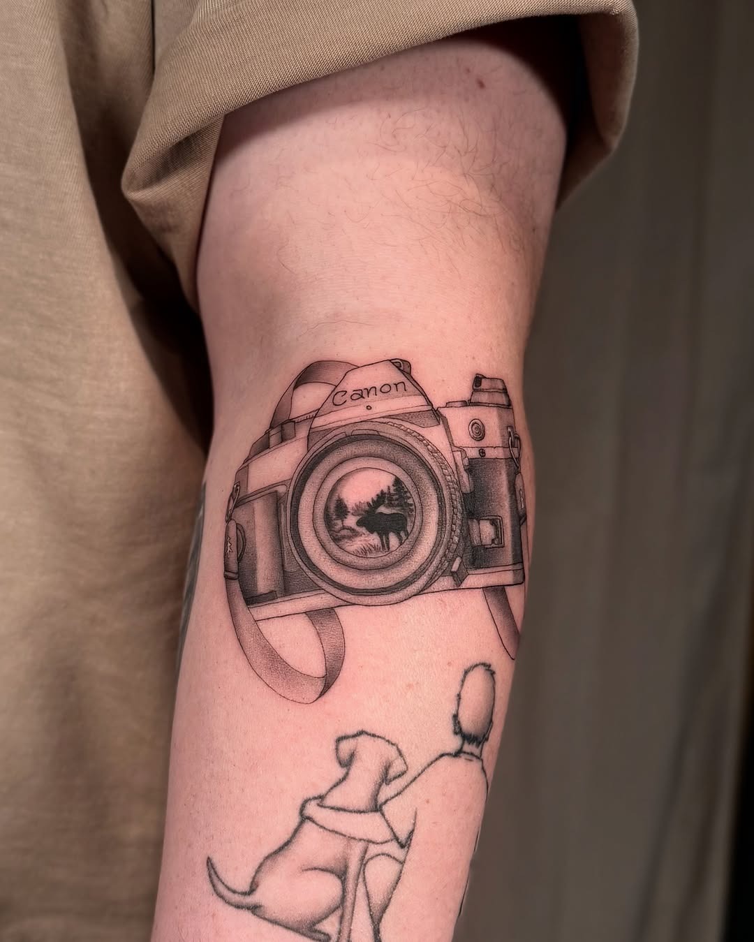 Realistic Canon camera tattoo with vivid detail Tattoo Design