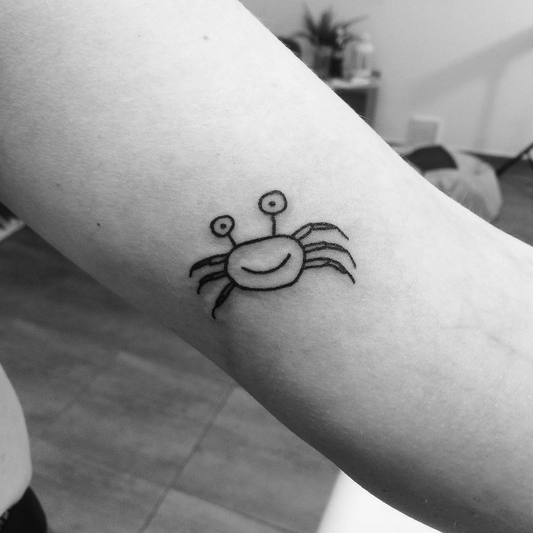 Charming minimalist Cancer zodiac crab tattoo Tattoo Design