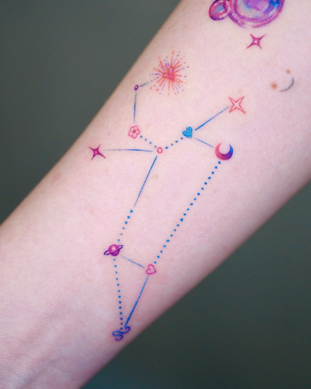 Colorful cancer zodiac constellation tattoo design Tattoo Design