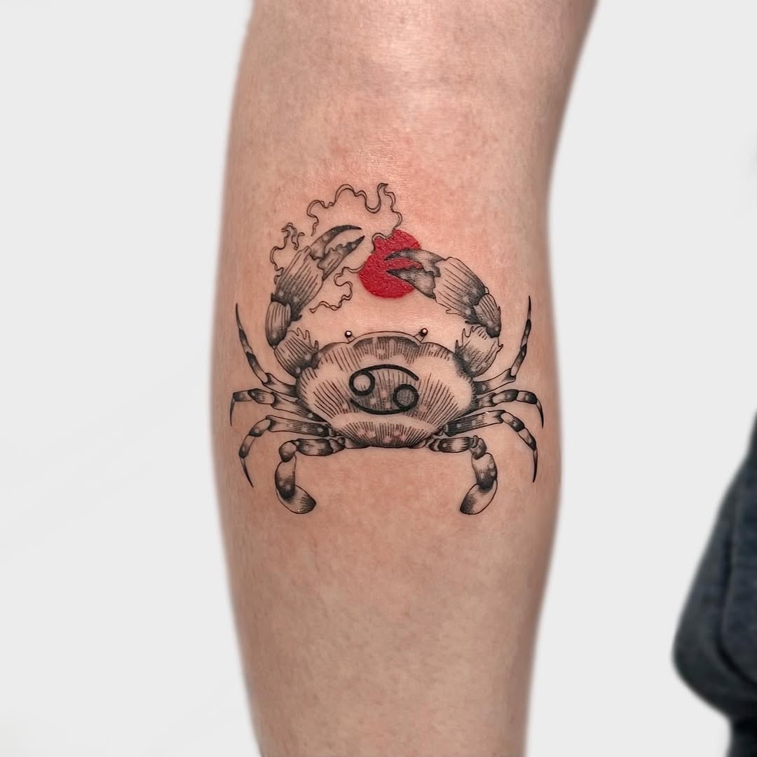 Stylish Cancer Zodiac Crab Tattoo Design Tattoo Design