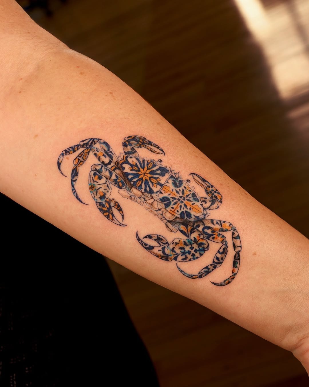 Vibrant cancer zodiac crab tattoo design Tattoo Design