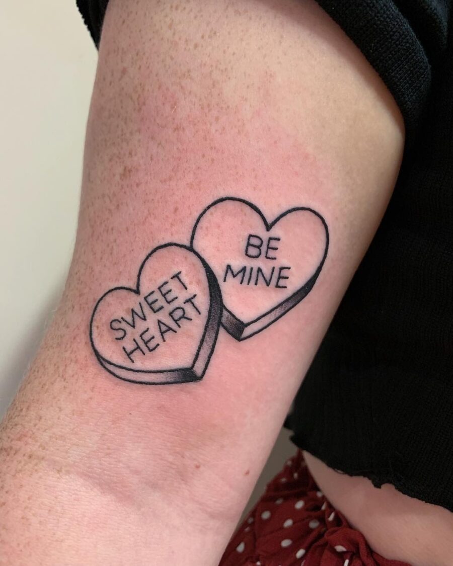 Adorable candy heart tattoo designs for lovers Tattoo Design