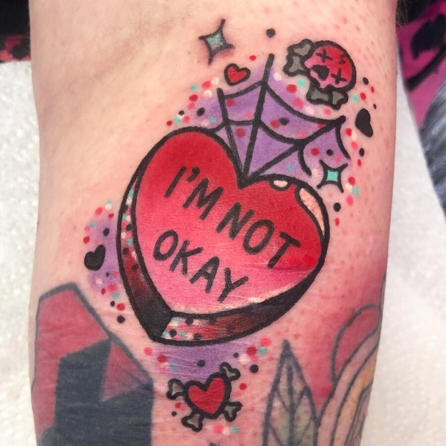 Bold candy heart tattoo expression of emotion Tattoo Design
