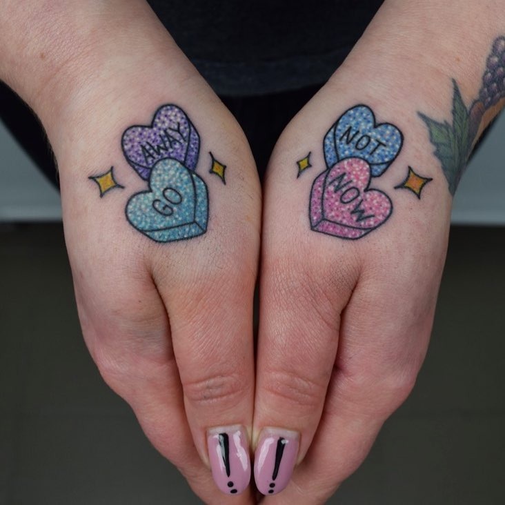Bright and playful candy heart tattoo designs Tattoo Design