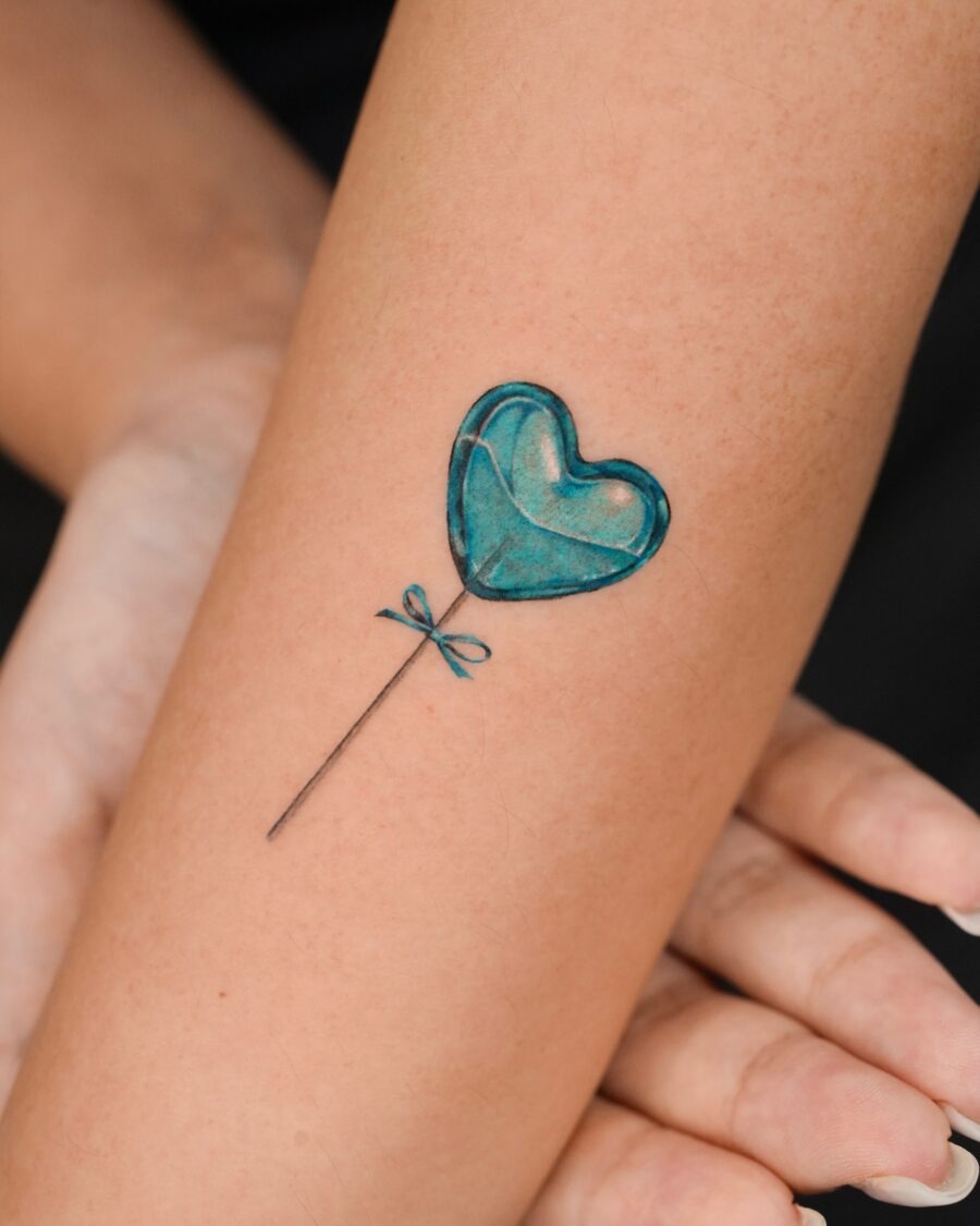 Charming blue heart balloon tattoo design Tattoo Design